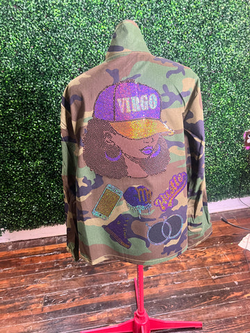 VIRGO BAE CAMOUFLAGE BLING Patchwork JACKET