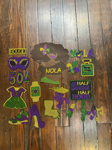 MISS NOLA GRAS CAMOUFLAGE BLING Patchwork JACKET (MARDI GRAS)