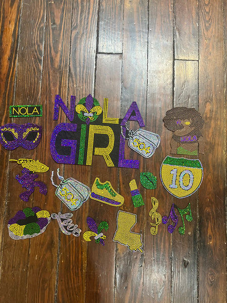 NOLA GIRL504 DENIM BLING Patchwork JACKET