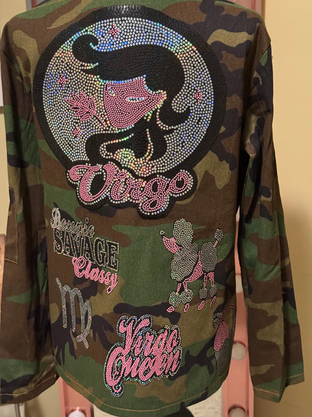 VIRGO LUX CAMOUFLAGE BLING Patchwork JACKET
