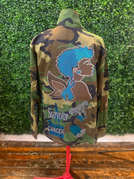OVARIAN WARRIOR CAMOUFLAGE BLING Patchwork JACKET