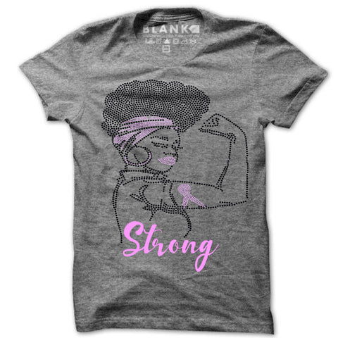 BREAST CANCER STRONG Afro BLING BREAST CANCER STRONG Afro BLING