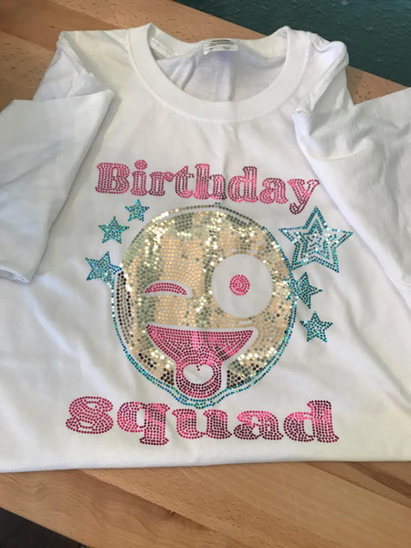 EMOJI BIRTHDAY GIRL SQUAD BLING
