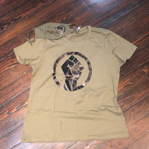 BLACK POWER FIST FLAT PRINT T-SHIRT &  MASK SET BLACK POWER FIST FLAT PRINT T-SHIRT &  MASK SET