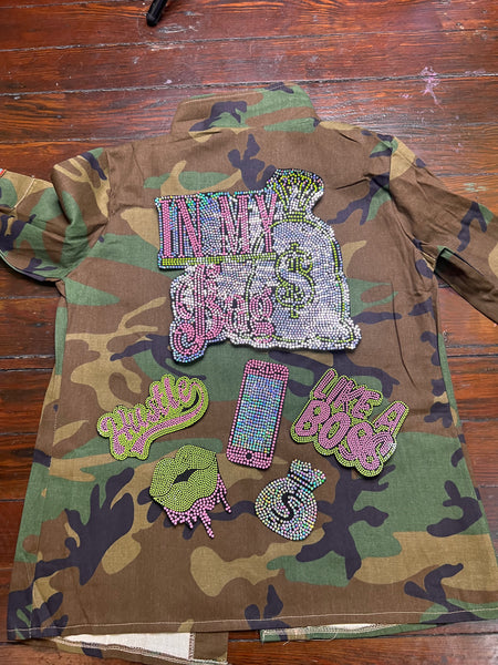 IN MY BAG CAMOUFLAGE BLING Patchwork JACKET