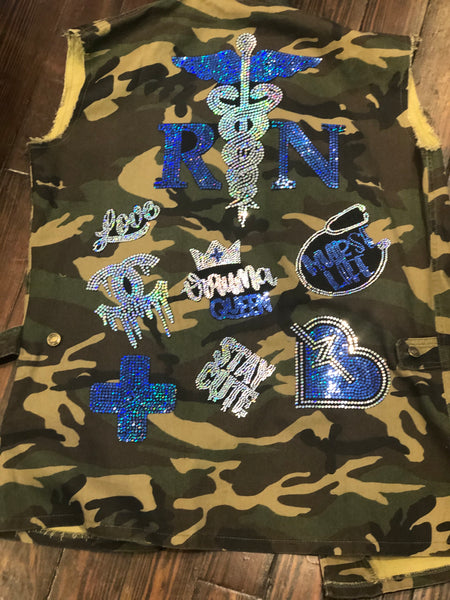NURSE CAMOUFLAGE BLING Patchwork VEST