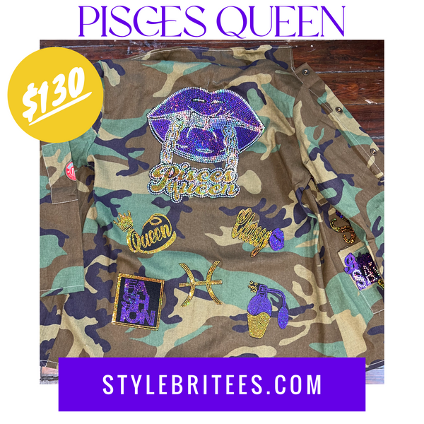 PISCES QUEEN CAMOUFLAGE BLING Patchwork JACKET