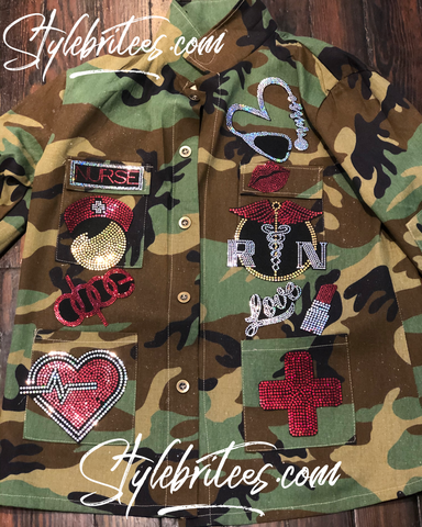 NURSE CAMOUFLAGE BLING Patchwork JACKET NURSE CAMOUFLAGE BLING Patchwork JACKET