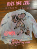 Breast Cancer Peace Love Cure DENIM  Patchwork JACKET