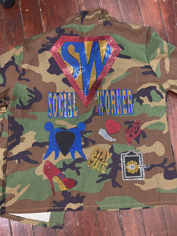 SOCIAL WORKER CAMOUFLAGE BLING Patchwork JACKET SOCIAL WORKER CAMOUFLAGE BLING Patchwork JACKET