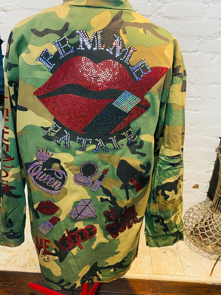 FEMME FATALE CAMOUFLAGE BLING Patchwork JACKET
