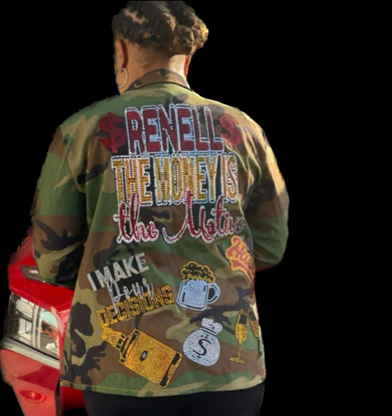 BARTENDER CAMOUFLAGE BLING Patchwork JACKET