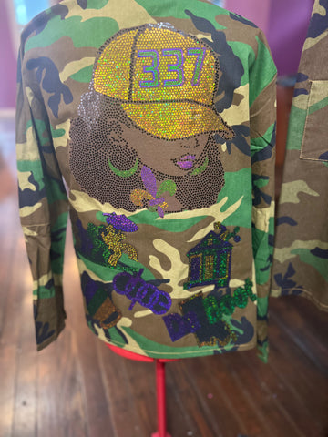 MARDI GRAS 337 CHIC CAMOUFLAGE BLING Patchwork JACKET MARDI GRAS 337 CHIC CAMOUFLAGE BLING Patchwork JACKET