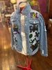 MARDI GRAS CHIC DENIM BLING Patchwork JACKET
