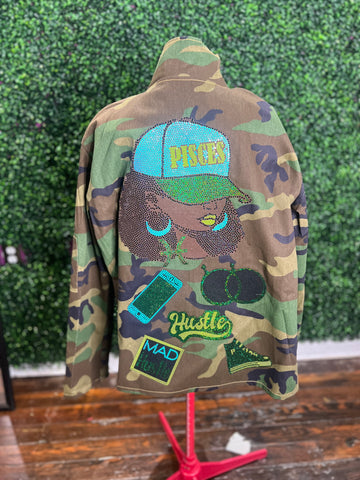 PISCES BAE CAMOUFLAGE BLING Patchwork JACKET
