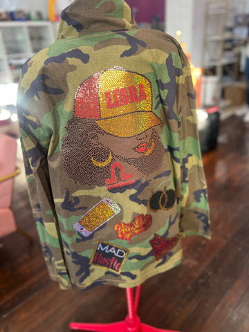 LIBRA BAE CAMOUFLAGE BLING Patchwork JACKET