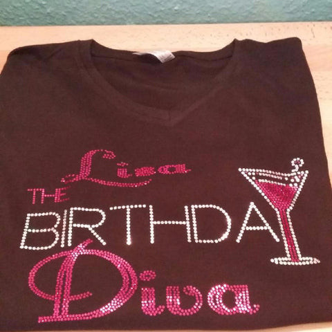THE BIRTHDAY DIVA (CUSTOMIZE WITH NAME) BLING