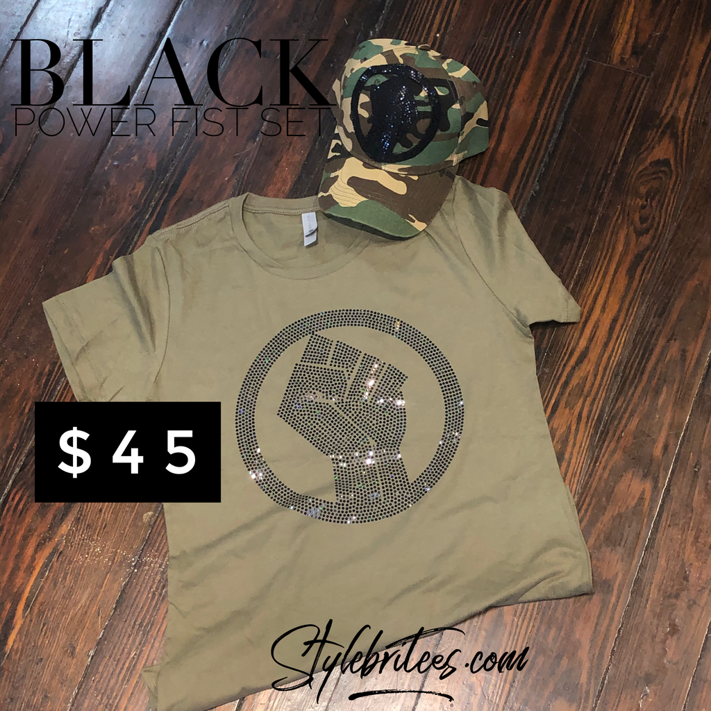 Black power hot sale fist t shirt
