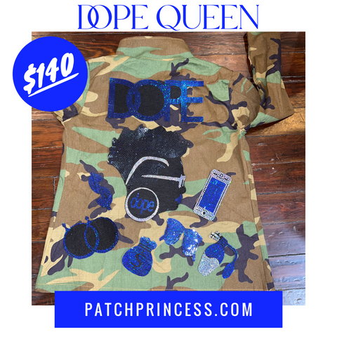 DOPE QUEEN CAMOUFLAGE BLING Patchwork JACKET